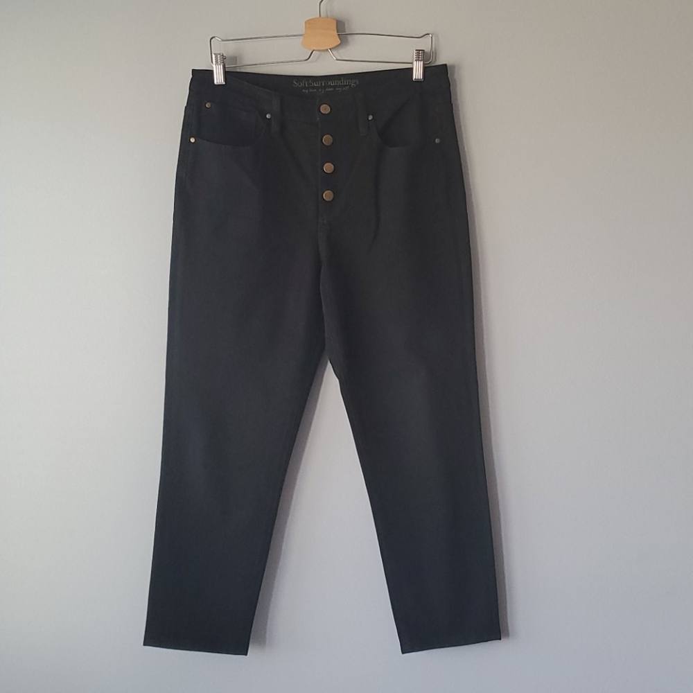 Soft Surroundings Black Capri Button Front Jeans
